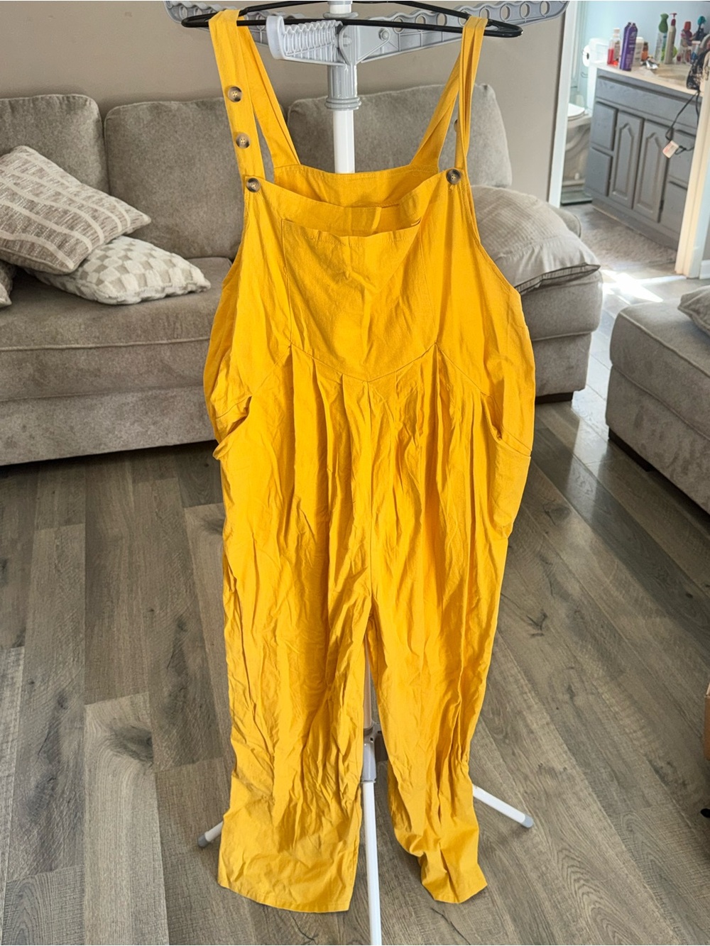 Hollister Bright Mustard Yellow Relaxed Overalls Jumpsuit